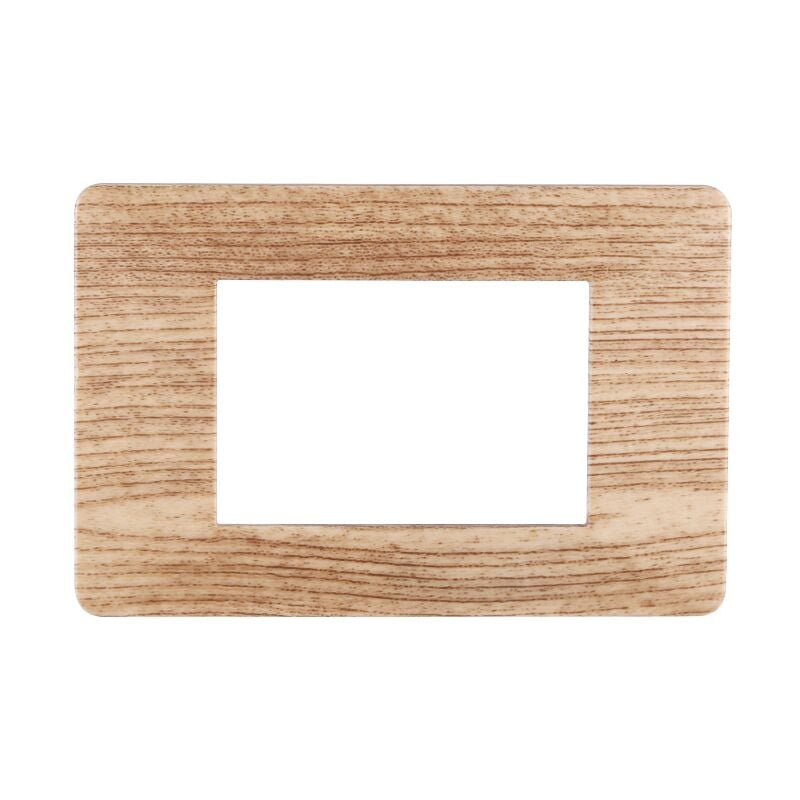 foto del prodotto placca serie starlight, 3 moduli, plastica, legno chiaro, compatibile con serie vimar plana ettroit ev83304
