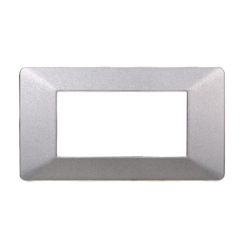 foto del prodotto placca serie starlight, 4 moduli, plastica, argento, compatibile con serie vimar plana ettroit ev83406