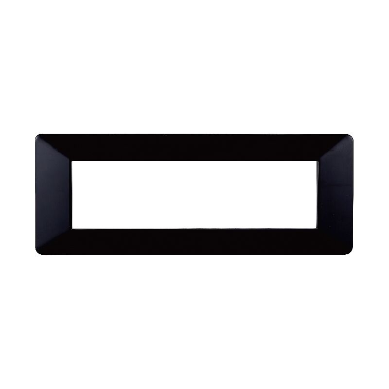 foto del prodotto placca serie starlight, 7 moduli, plastica, nera, compatibile con serie vimar plana ettroit ev83702