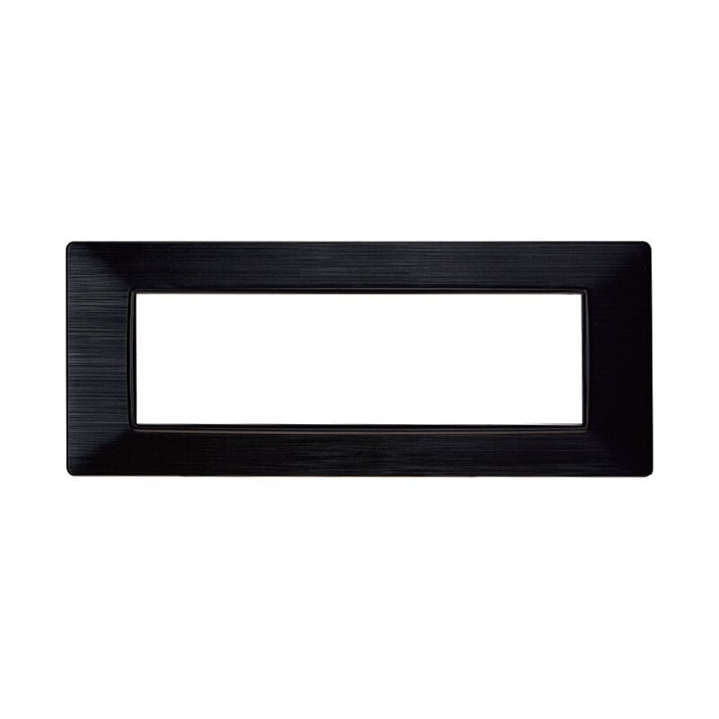 foto del prodotto placca serie starlight, 7 moduli, plastica satinata, nera, compatibile con serie vimar plana ettroit ev85614