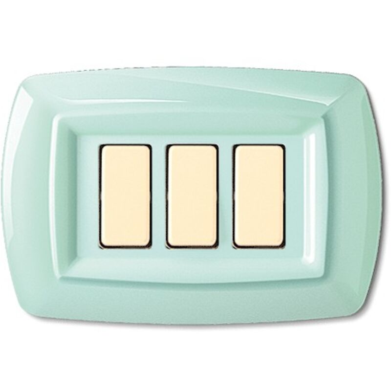 foto del prodotto placca serie tondò, 3 moduli, plastica, verde pastello, compatibile con serie bticino magic - elettrocanali ecl2593pg