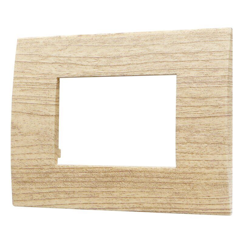foto del prodotto placca serie venus, 3 moduli, plastica, legno chiaro, compatibile con serie vimar ark ettroit va83304
