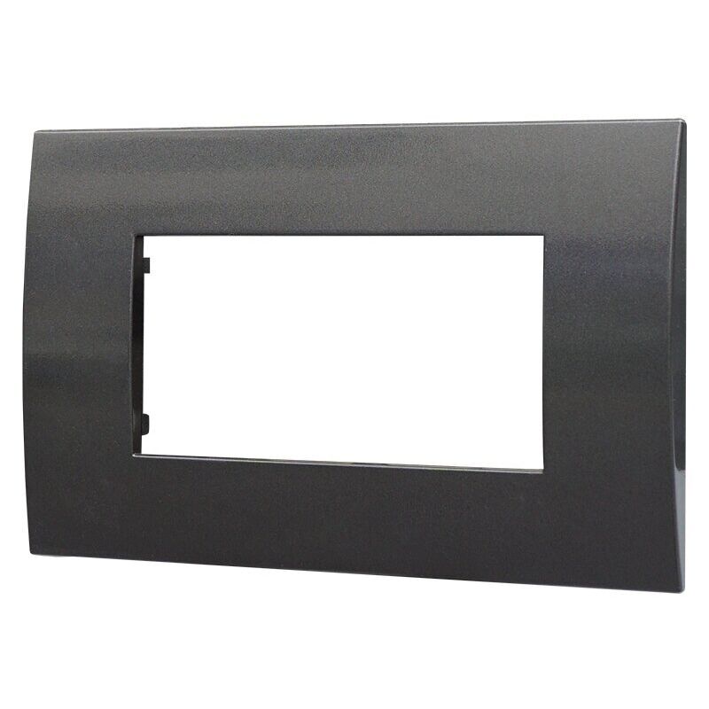 foto del prodotto placca serie venus, 4 moduli, plastica, acciaio scuro, compatibile con serie vimar ark ettroit va83407