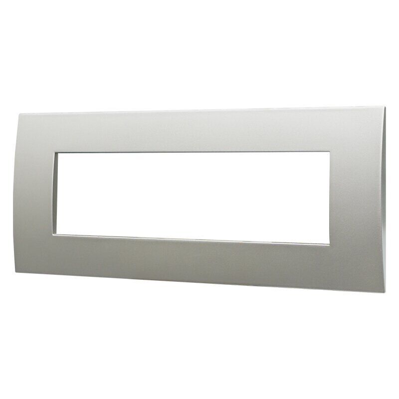 foto del prodotto placca serie venus, 7 moduli, plastica, argento, compatibile con serie vimar ark ettroit va83706