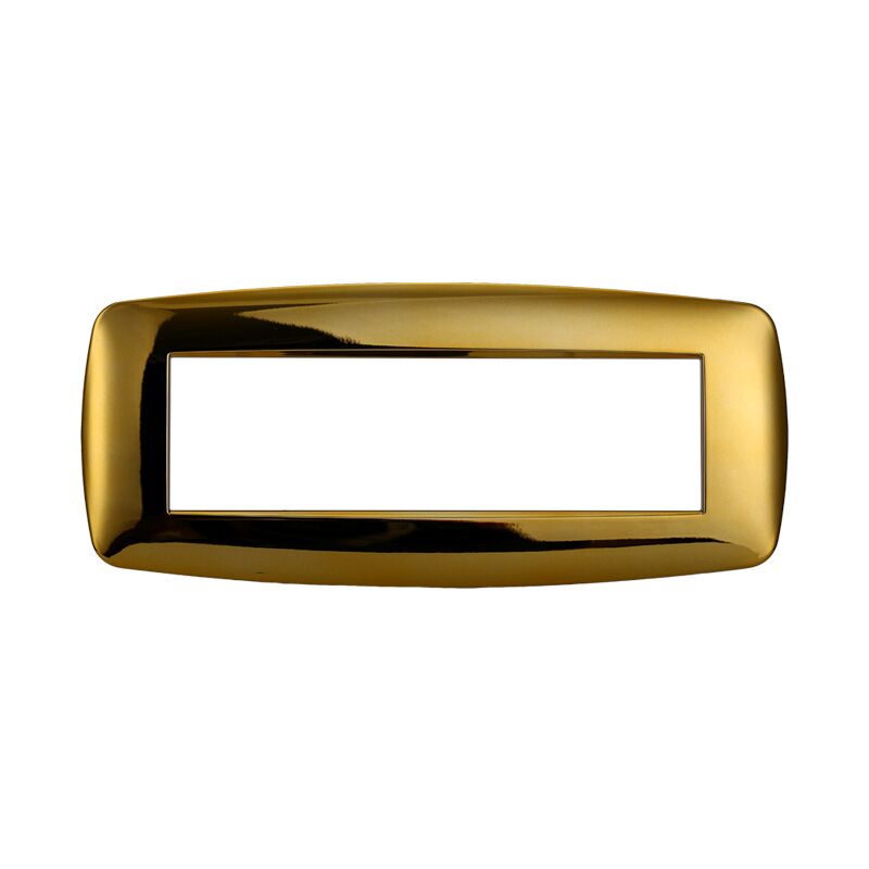 foto del prodotto placca slim serie space, 7 moduli, plastica, oro lucido, compatibile con serie bticino living ettroit ln87712