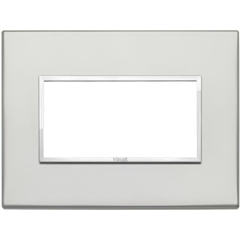 foto del prodotto placca vimar eikon evo alluminio argento 4 moduli codice 21654.07