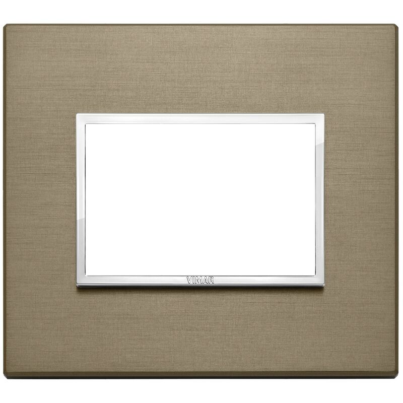 foto del prodotto placca vimar eikon evo alluminio bronzo scuro 3 moduli codice 21653.05