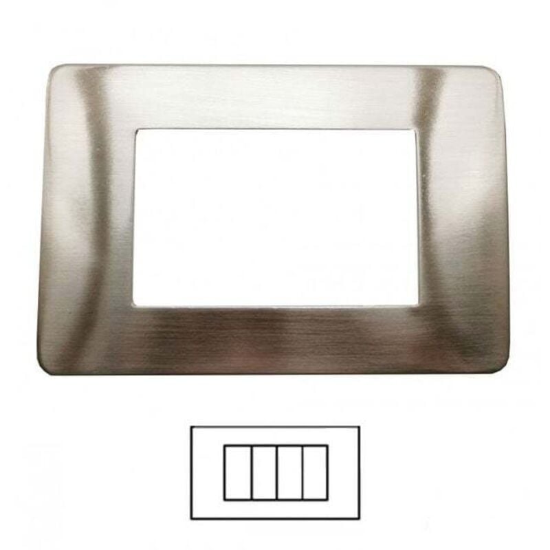 foto del prodotto placche compatibili bticino matix metallo 3 4 6 posti vari colori moduli placca t5 - 4 posti - nichel