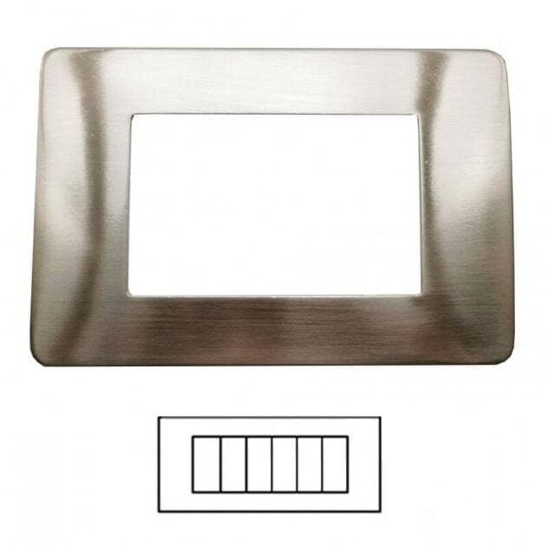 foto del prodotto placche compatibili bticino matix metallo 3 4 6 posti vari colori moduli placca t5 - 6 posti - nichel