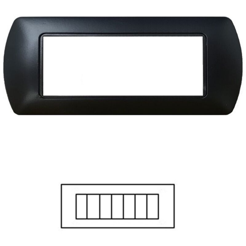 foto del prodotto placche compatibili metallo bticino living international 3 4 7 posti vari colori t02 7 posti nero opaco