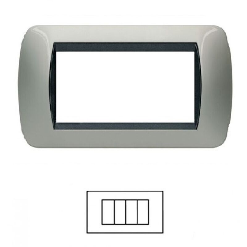 foto del prodotto placche compatibili metallo bticino living international 3 4 7 posti vari colori t07 4 posti grigio
