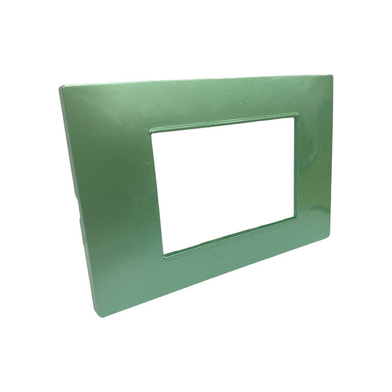foto del prodotto placchetta per interruttore in metallo a 3 verde cassetta 503 compatibile con vimar plana supporto cover