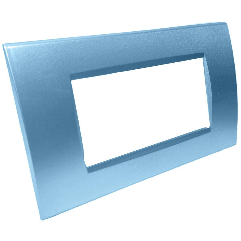 foto del prodotto placchetta per interruttore in metallo a 4 azzurro marino cassetta 504 compatibile con vimar plana supporto cover