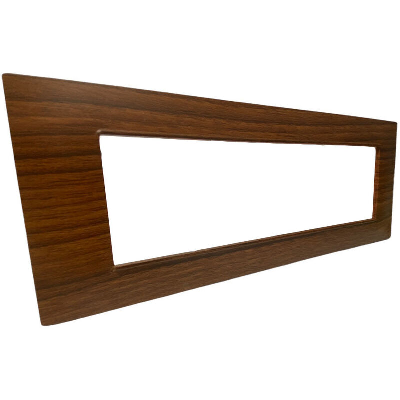 foto del prodotto placchetta per interruttore in metallo a 7 legno scuro cassetta 507 compatibile con vimar plana supporto cover