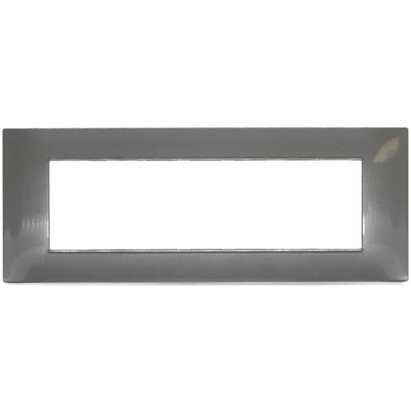 foto del prodotto placchetta per interruttore in metallo a 7 posti grigio scuro cassetta 507 compatibile con vimar plana supporto cover