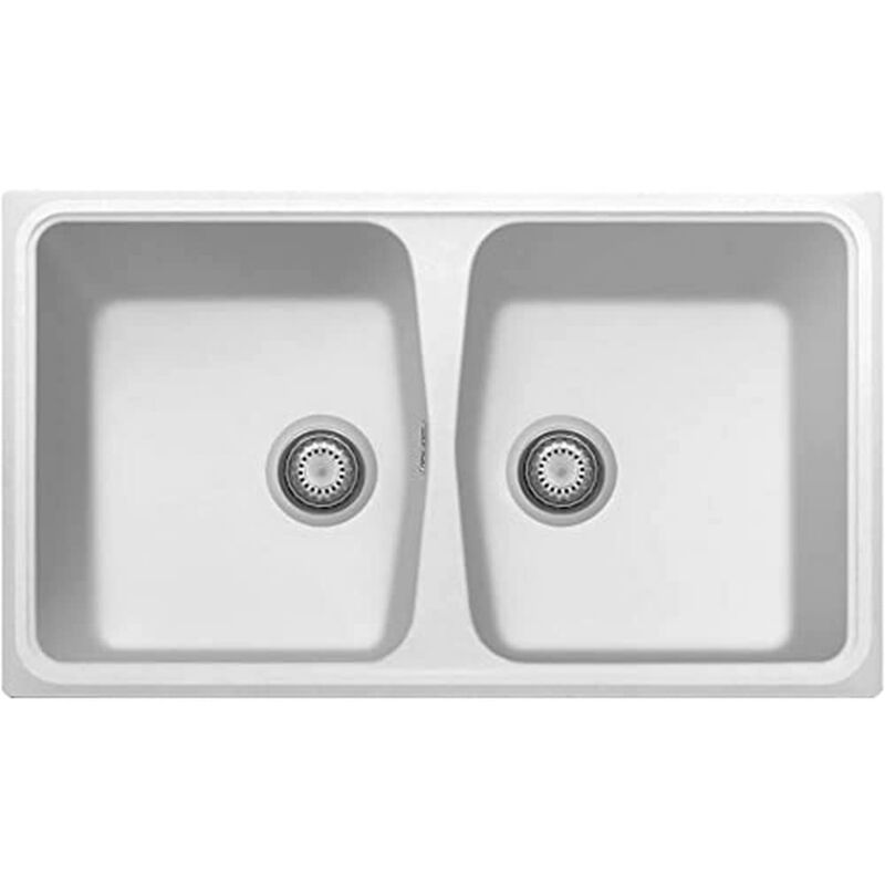 foto del prodotto plados lavello in quarzo da cucina incasso sp0862 due vasche bianco