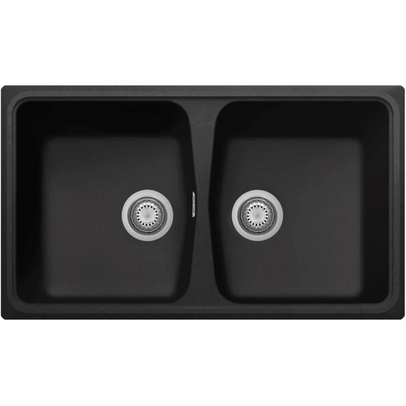 foto del prodotto plados lavello in quarzo da cucina incasso sp0862 due vasche nero matt