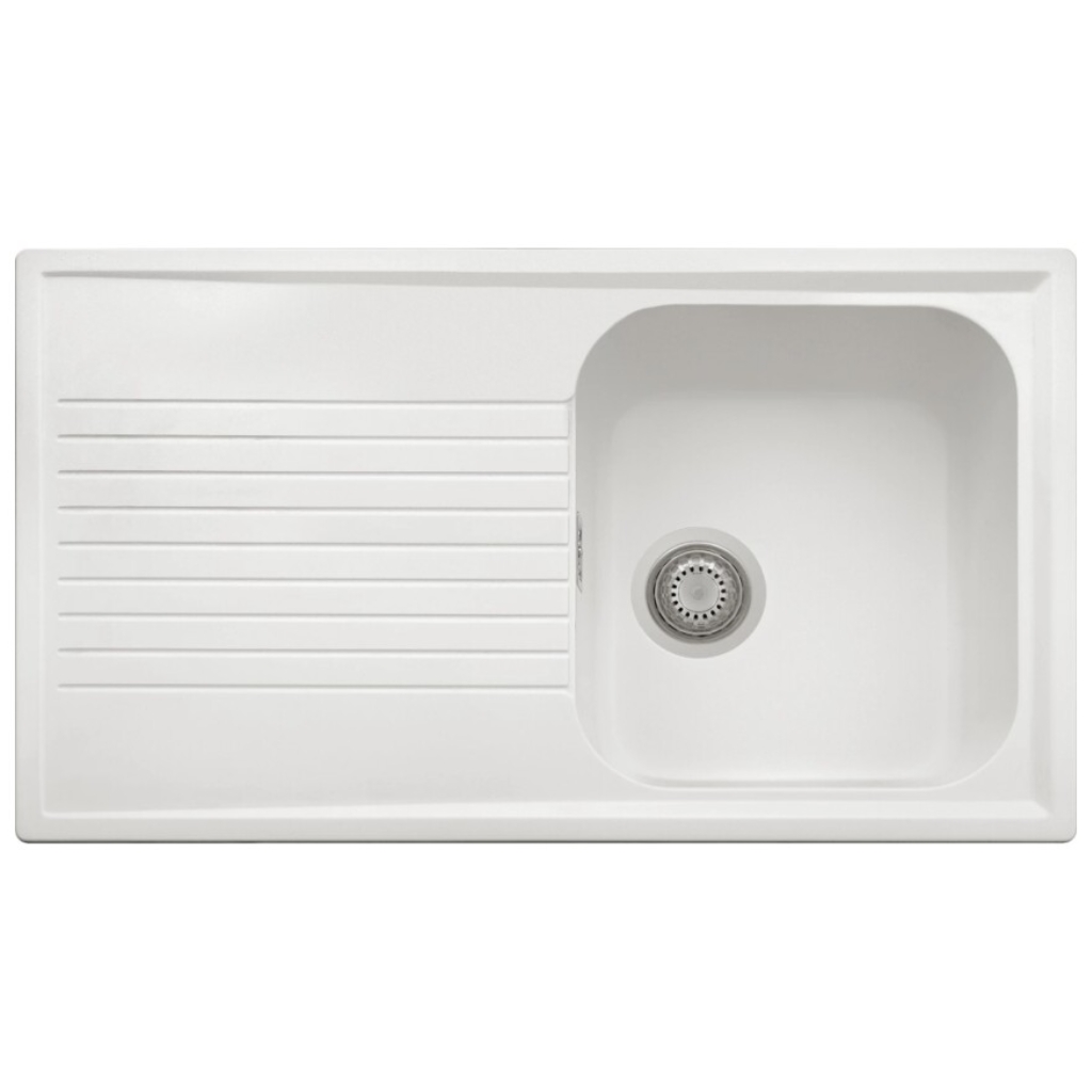 foto del prodotto plados telma pl0861 ug 58 microultragranit atlantic lavello 1 vasca gocciolatoio reversibile cm. 86 x 50 bianco latte