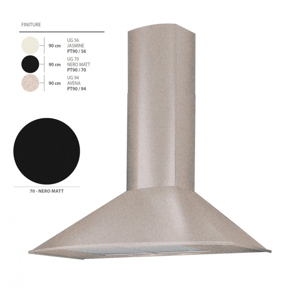foto del prodotto plados telma pt90 code 70 cappa a parete black matt 90 cm