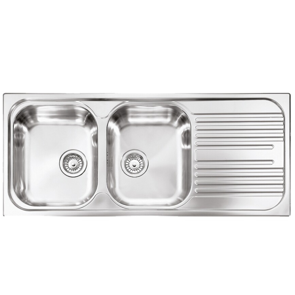 foto del prodotto plados telma tl11621 universal lavello cm. 116 x 50 inox 2 vasche sx gocciolatoio dx