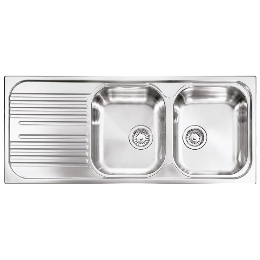 foto del prodotto plados telma tl11622 universal lavello cm. 116 x 50 inox 2 vasche dx gocciolatoio sx