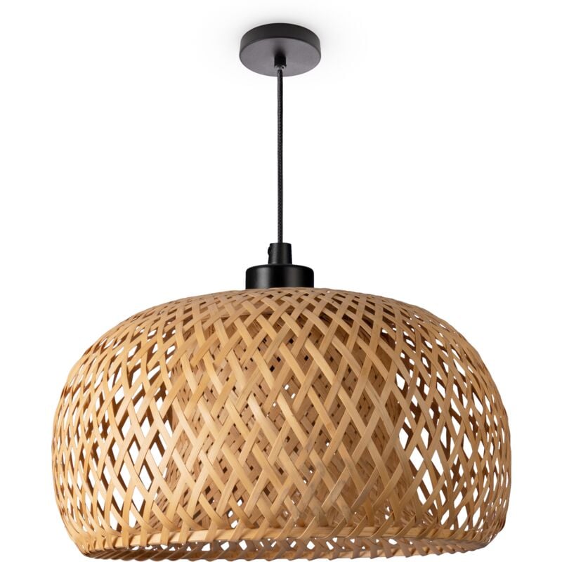 foto del prodotto plafone bamb sospensione boho soggiorno lampada a cesto vintage e27 natura 30cm , luce a sospensione tipo 2 paco home