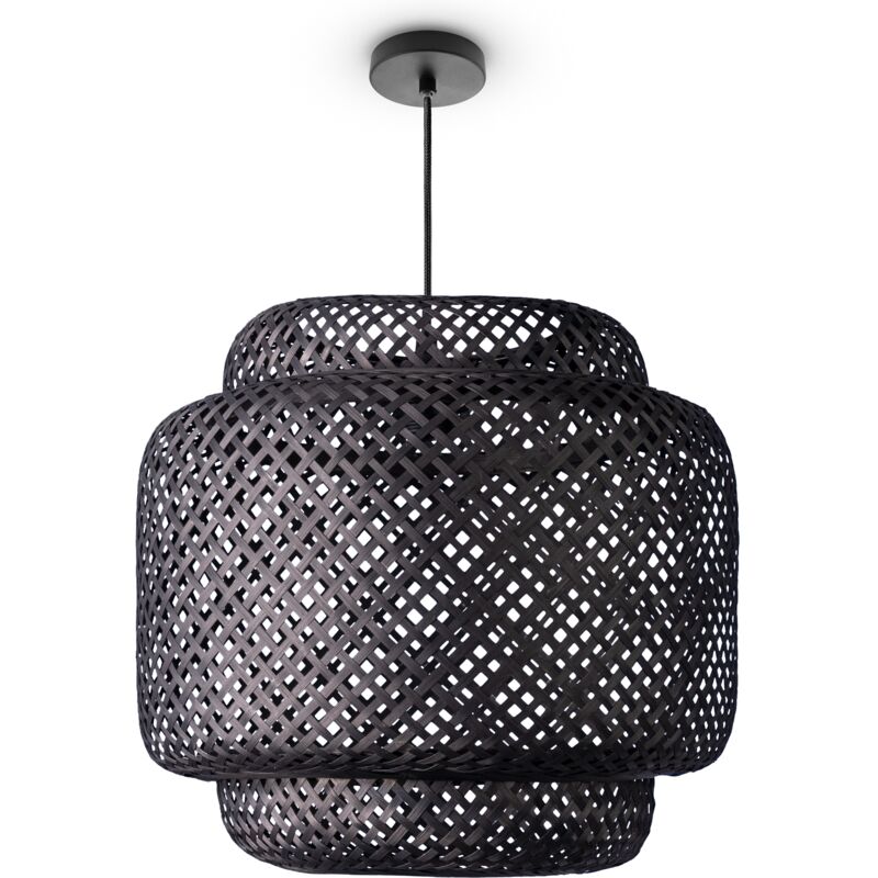 foto del prodotto plafone bamb sospensione boho soggiorno lampada a cesto vintage e27 nero 40cm , luce a sospensione tipo 1 paco home