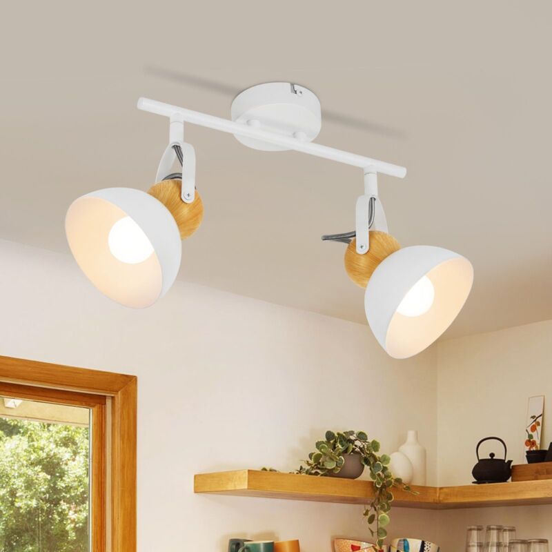 foto del prodotto plafoniera 2 faretti da soffitto vintage bianchi gbly 2 lampadine faretti da soffitto retr e27 lampada da cucina girevole a 350 plafoniera da