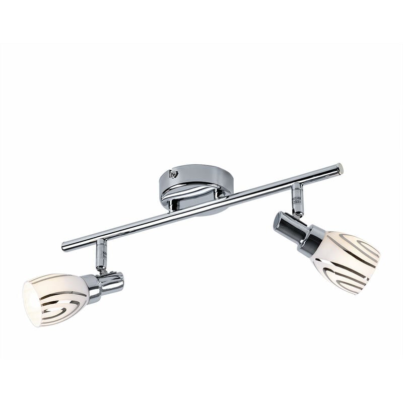 foto del prodotto plafoniera, 2 fiamme, faretto da soffitto, orientabile, lampada da soggiorno, soffitto, 2 faretti, metallo cromato, 2x g9, lxpxa 36,5x8,5x16 cm,