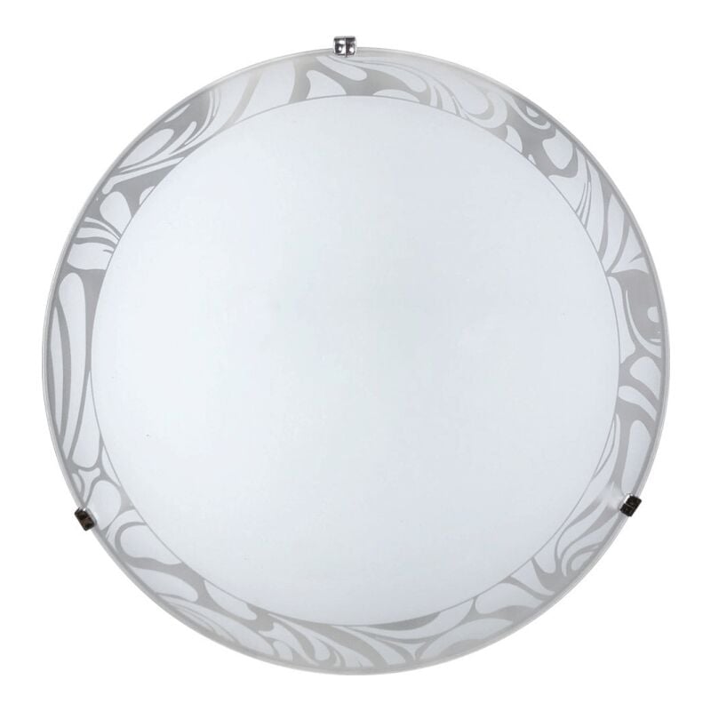 foto del prodotto plafoniera 2xe27 ganci cromo vetro lastra bianco decorato bianco e energy amalia
