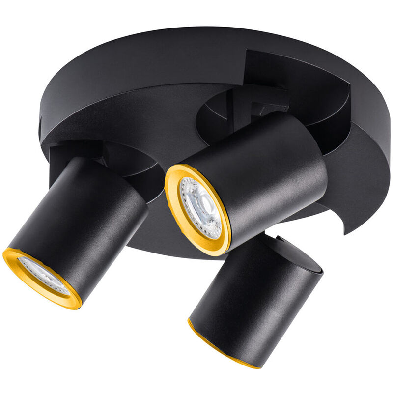 foto del prodotto plafoniera 3 diffusori orientabile da soffitto parete lampada tonda attacco gu10 per bagno soggiorno bianco o nero
