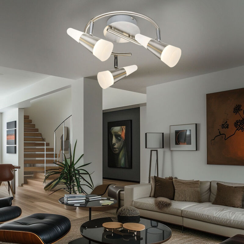 foto del prodotto plafoniera 3 faretti spot rondell lampada da soggiorno plafoniera led orientabile, faretto up down, 3x 5w 300lm bianco caldo, dxh 25x16 cm