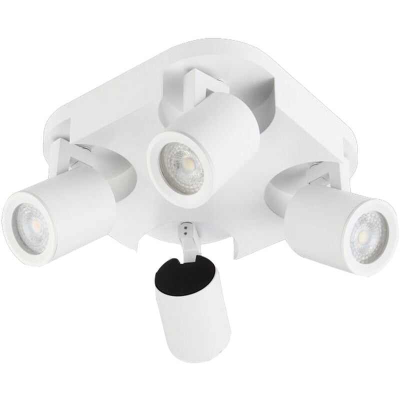 foto del prodotto plafoniera 4 diffusori orientabile da soffitto parete lampada tonda attacco gu10 per bagno soggiorno bianco o nero
