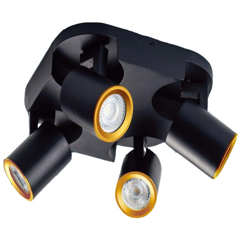 foto del prodotto plafoniera 4 diffusori orientabile da soffitto parete lampada tonda attacco gu10 per bagno soggiorno bianco o nero