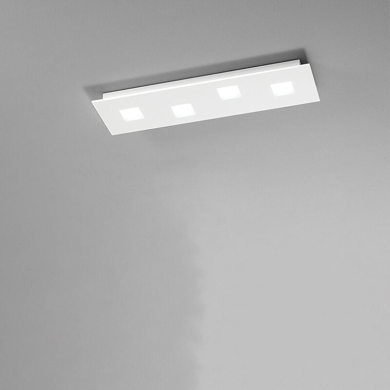 foto del prodotto plafoniera 4 luci pixel in metallo verniciato bianco rettangolare 70cm attacco gx53