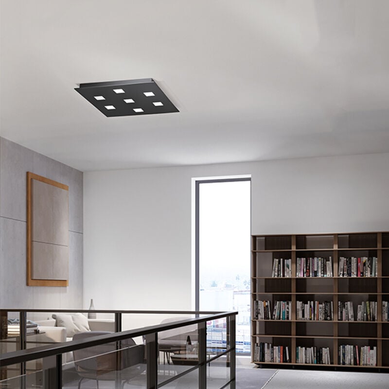 foto del prodotto plafoniera 7 luci pixel in metallo verniciato nero attacco gx53 59,5cm