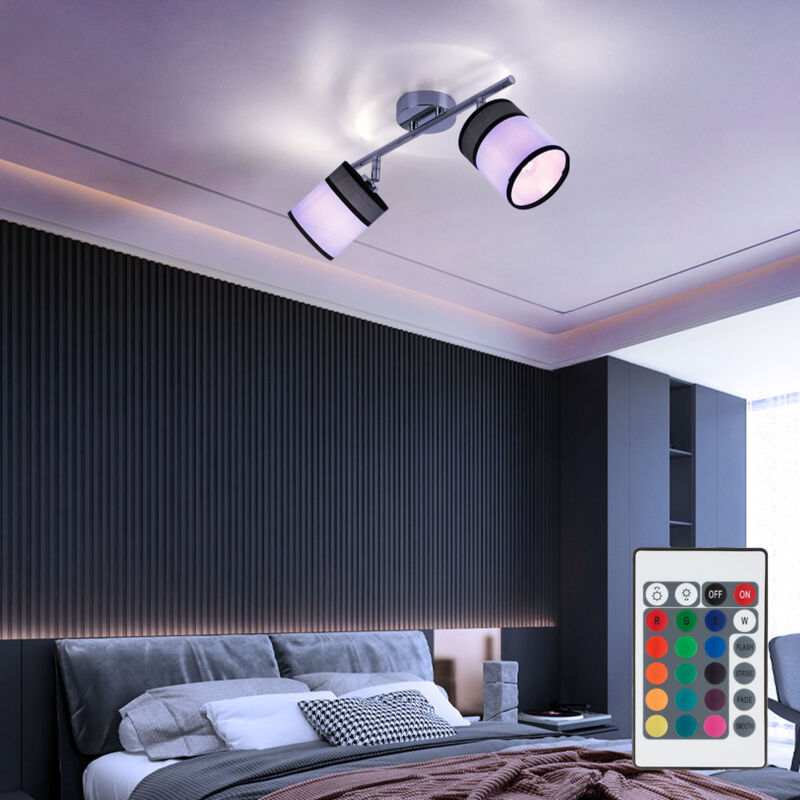 foto del prodotto plafoniera a led 2 lampadine grigia lampada da soffitto dimmerabile con telecomando lampada da soggiorno grigia, cambio colore rgb, faretti