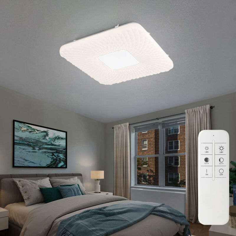 foto del prodotto plafoniera a led cielo stellato plafoniera telecomando luce diurna soggiorno plafoniera dimmerabile, cct bianco, 1x 24w 1600lm, lxpxa 43x43x4,6 cm