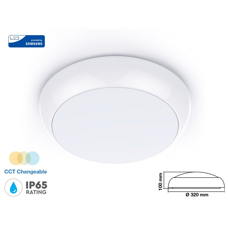 foto del prodotto plafoniera a led da soffitto o parete cct 15w ip65 320mm caldo neutro freddo 3 in 1 sku-20016