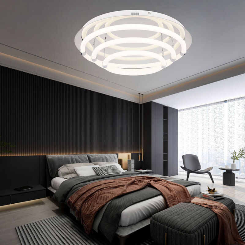 foto del prodotto plafoniera a led faretto da soffitto a 6 fiamme design ad anello bianco soggiorno