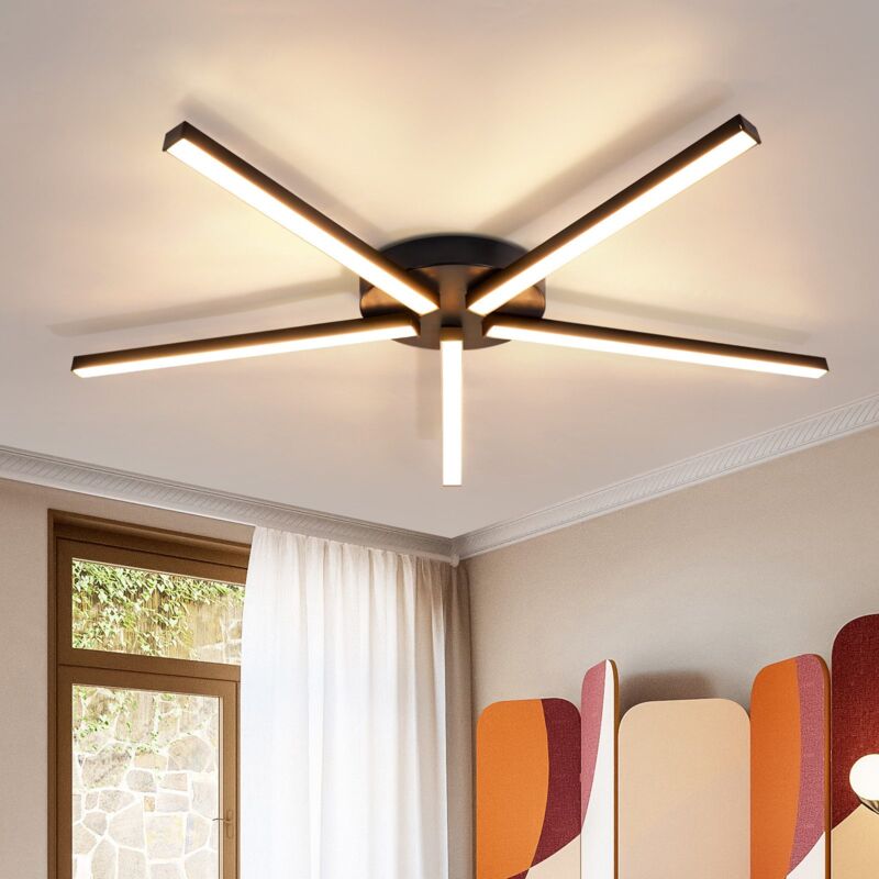 foto del prodotto plafoniera a led gbly lampada da soggiorno bianca calda plafoniera da 24w plafoniera nera 64,2 cm lampada da camera in metallo 3000k per soggiorno