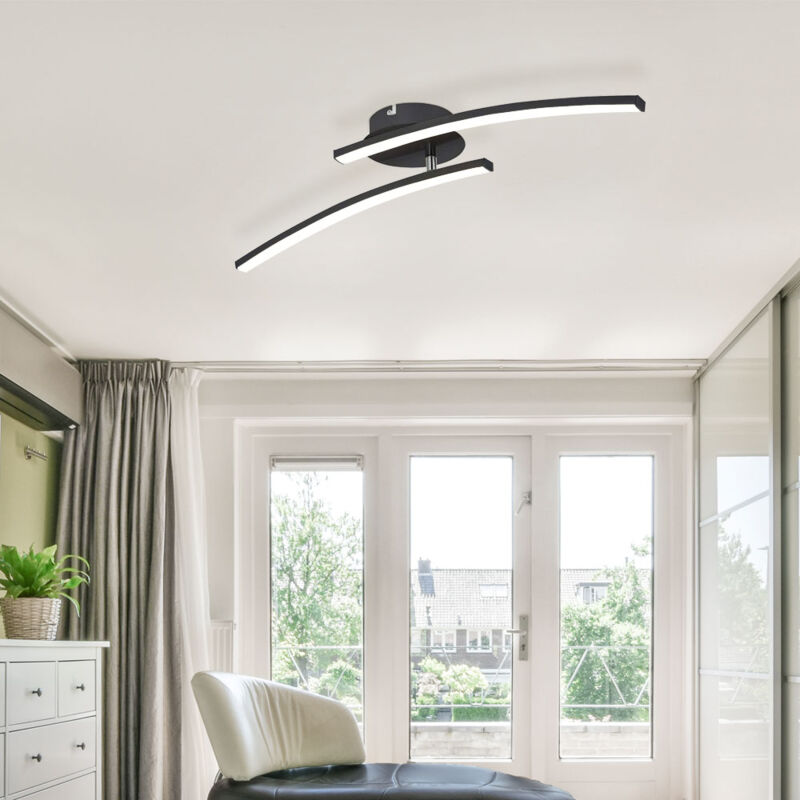 foto del prodotto plafoniera a led moderna luce diurna plafoniera plafoniera soggiorno, nero opaco, design asta, 1x led 12w 1000lm 3000 6000k, lxpxh 59x12x11 cm