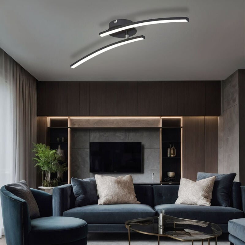 foto del prodotto plafoniera a led moderna luce diurna plafoniera plafoniera soggiorno, nero opaco, design asta, 1x led 12w 1000lm 3000 6000k, lxpxh 59x12x11 cm