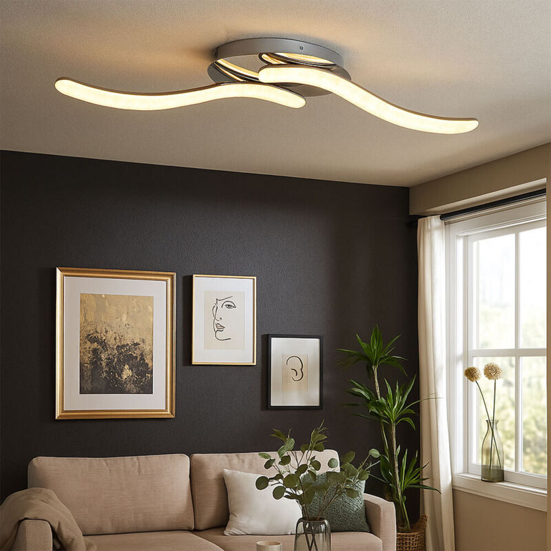 foto del prodotto plafoniera a led per dormire camera degli ospiti faretto in cristallo lampada cromata curva