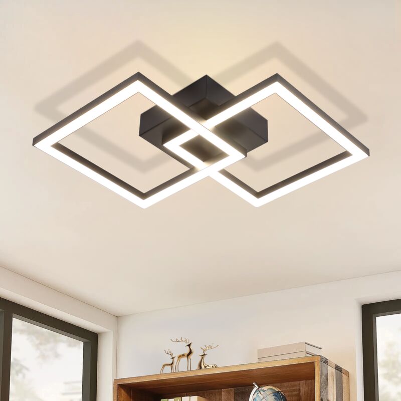 foto del prodotto plafoniera a led plafoniera da soffitto nera da 24 w 4000 k per soggiorno, design moderno, corridoio, camera da letto, plafoniera quadrata bianca