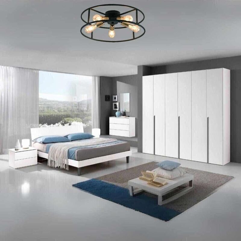 foto del prodotto plafoniera a soffitto stile industriale in metallo nero e oro 5 portalampada e27