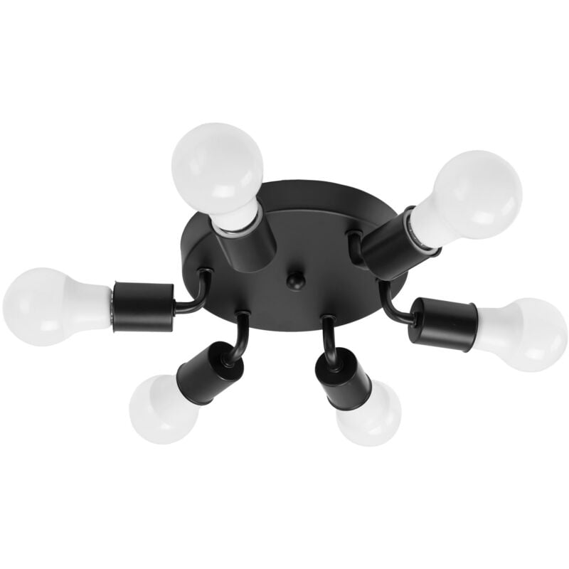 foto del prodotto plafoniera app709 6c 6 braccio metallo nero 6 punti luce e27 15x15x4,5cm