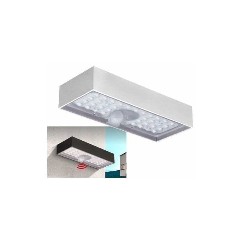 foto del prodotto plafoniera applique lampada led da esterno a muro con pannello solare e sensori di movimento 6 watt 800 lumen century domino