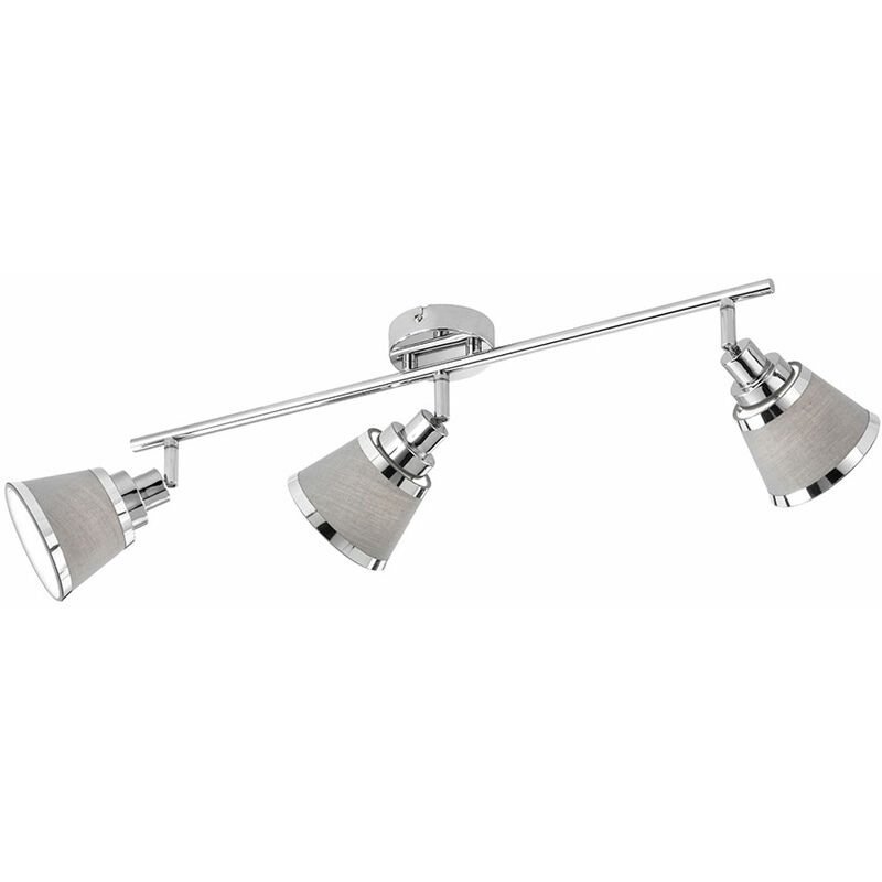foto del prodotto plafoniera argento faretto soffitto 3 fiamme tondo tessuto plafoniera faretto soggiorno grigio, metallo tessuto, 3x e14, lxh 63 x 21,5