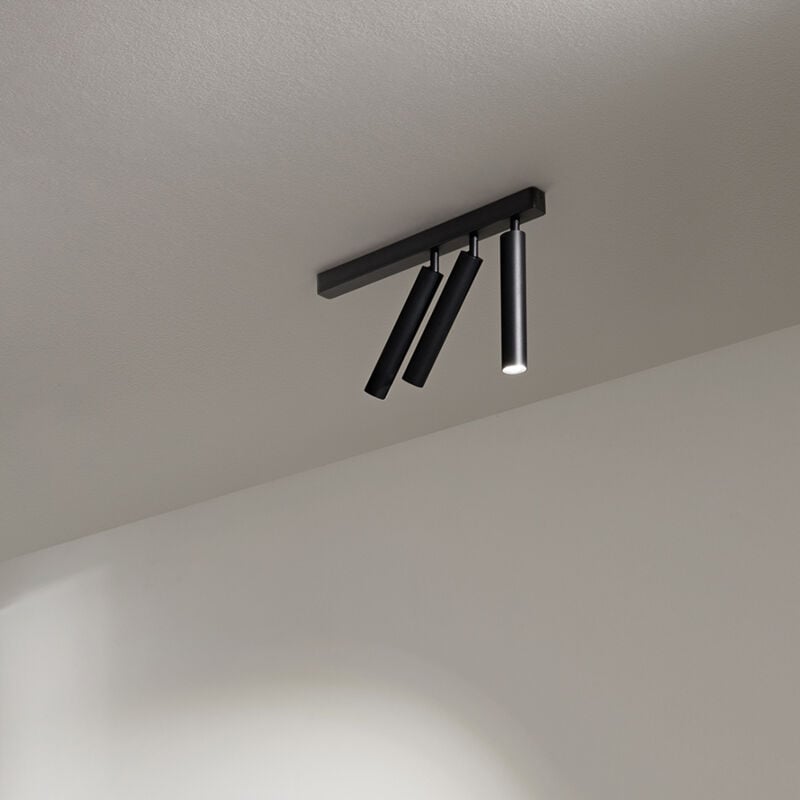 foto del prodotto plafoniera bamb in alluminio colore nero 3 luci a led10w 2985lm 3000k orientabile e inclinabile